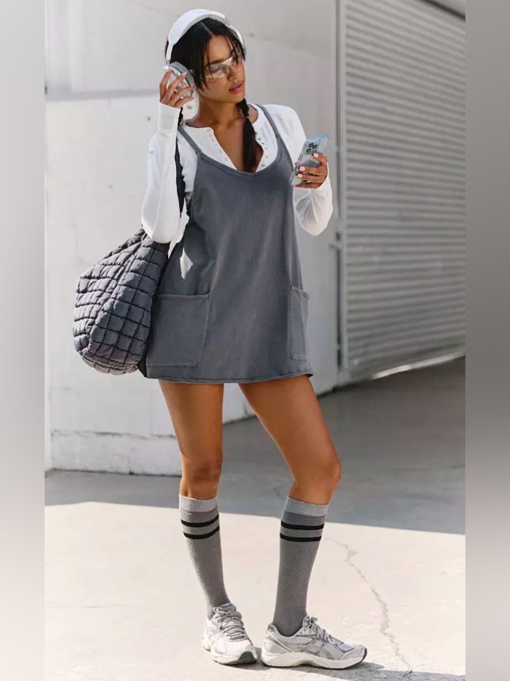 Free People Gray Sleeveless Romper Dress